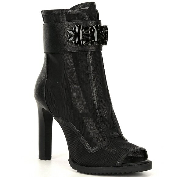 KARL LAGERFELD Blayze Black Mesh Jeweled Heels Size 5 NEW without box - Picture 1 of 6